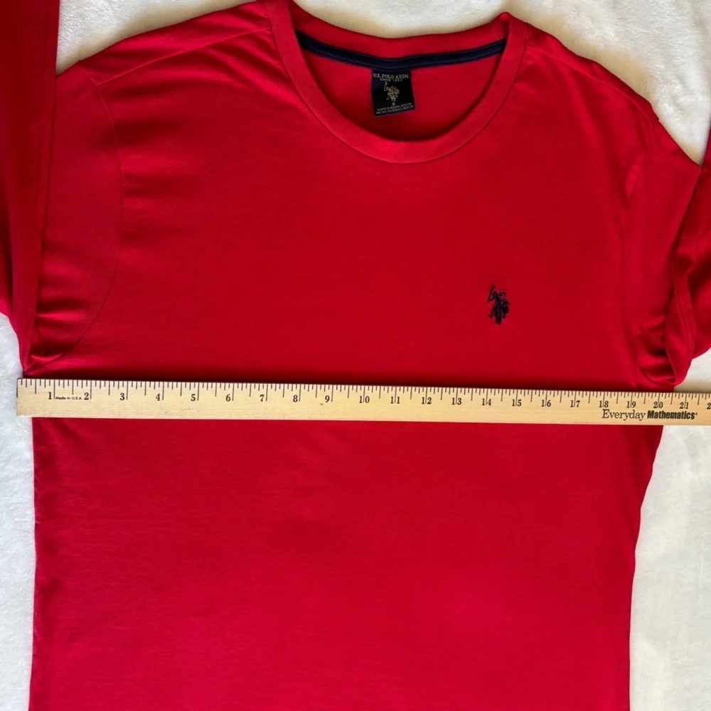U.S. Polo Assn. Red Shirt with Logo Size S Long Sleeve Crewneck Cotton - Picture 5 of 8